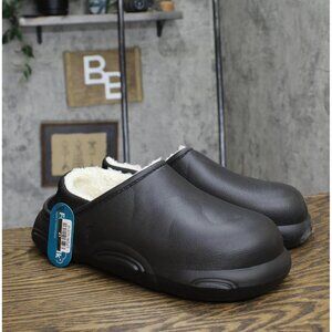 Foamwalk Mens EVA Faux Fur Lined Clogs 167cf8d2e8699f Black 10